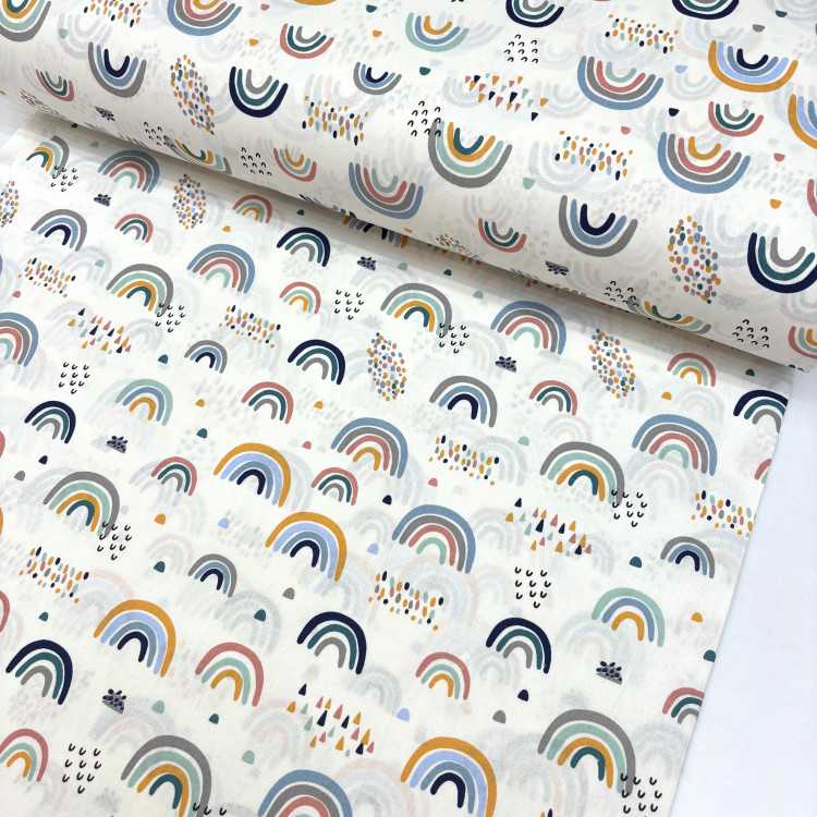 Gökkuşağı Desenli Poplin Kumaş