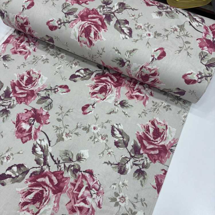 Büyük Vintage Güller Poplin Kumaş Büyük Vintage Güller Poplin Kumaş