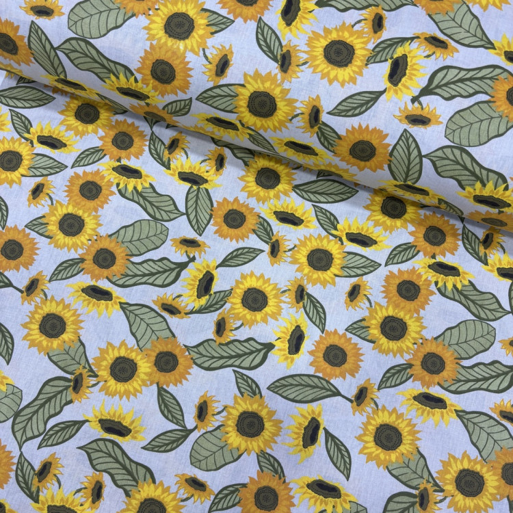 Ayçiçeği Desenli Poplin Kumaş Ayçiçeği Desenli Poplin Kumaş