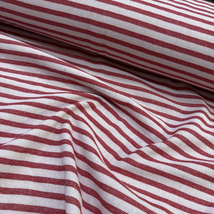 Çizgili Naturel Buldan Ham Keten Kumaş