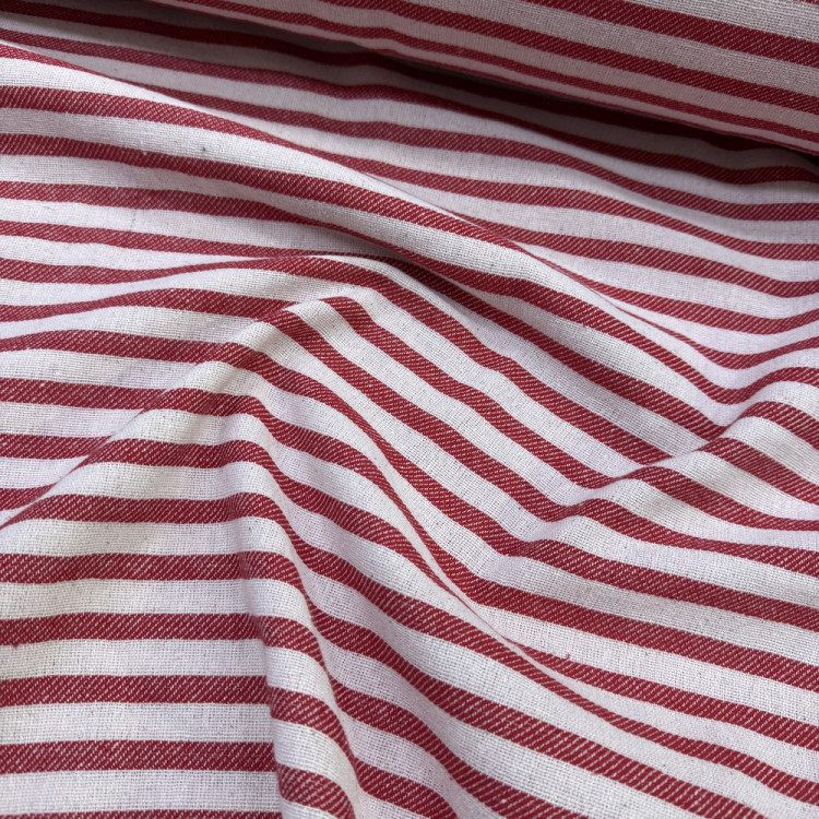 Çizgili Naturel Buldan Ham Keten Kumaş