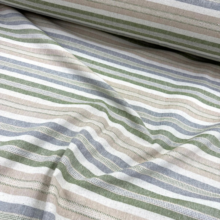 Çizgili Naturel Buldan Ham Keten Kumaş