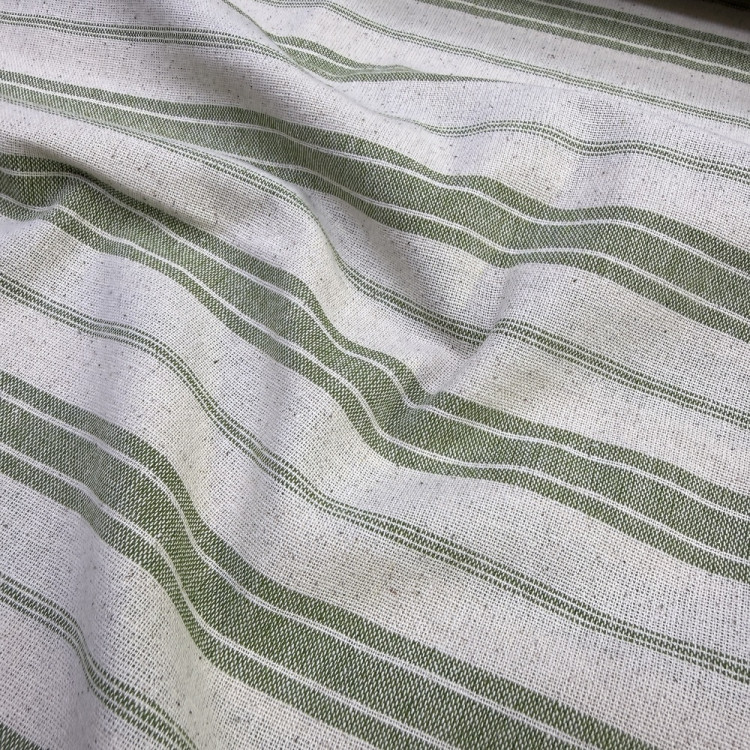 Kalın Çizgili Naturel Buldan Ham Keten Kumaş