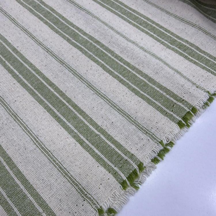 Kalın Çizgili Naturel Buldan Ham Keten Kumaş