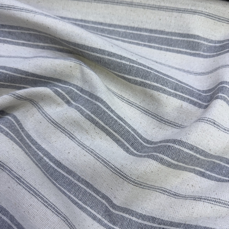 Kalın Çizgili Naturel Buldan Ham Keten Kumaş