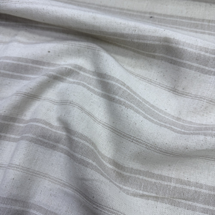 Kalın Çizgili Naturel Buldan Ham Keten Kumaş