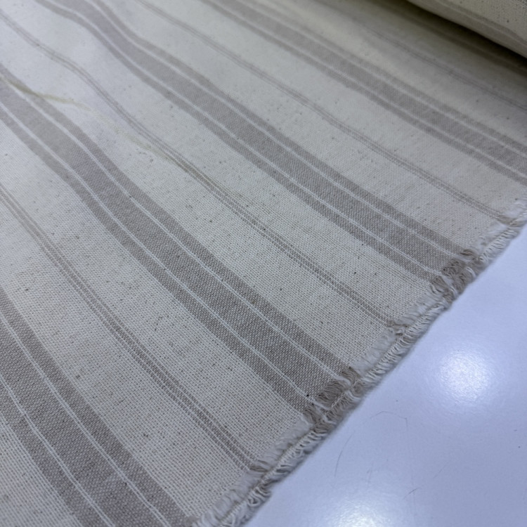 Kalın Çizgili Naturel Buldan Ham Keten Kumaş